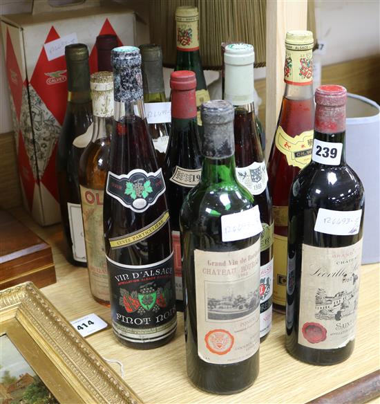 Fourteen assorted bottles of wine including one Chateau Bourgneuf, 1962, Pomerol and one Chateau Leoville Lascases
